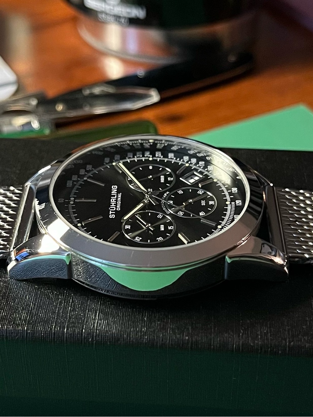 Stührling Original Black Chronograph Stainless Steel Watch - Picture 2 of 7